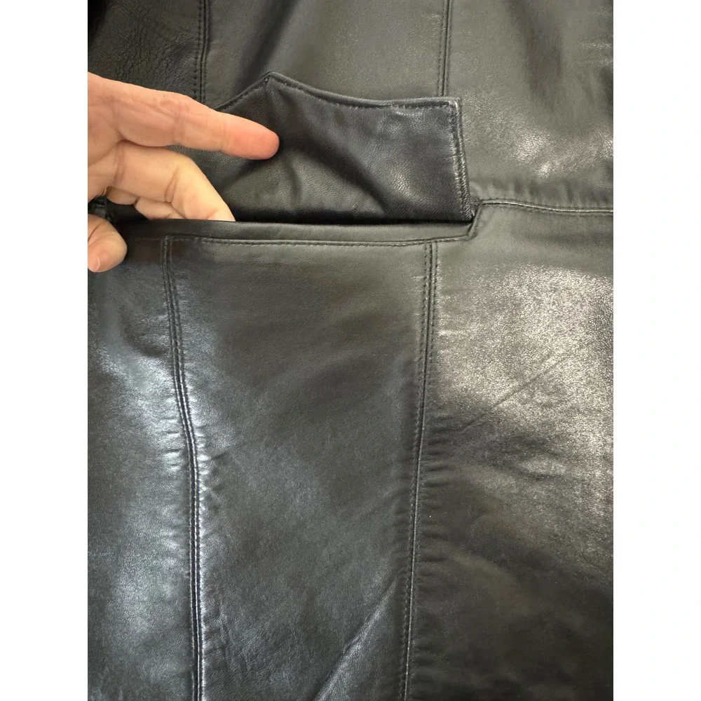 Modal New York Mens Black‎ Leather Western Blazer Jacket Coat Lined Size Medium